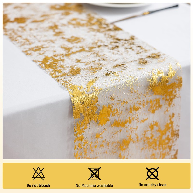 9FT Glitter Gold Table Runner 11 Inches Wide Thin Metallic