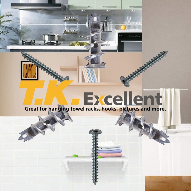 T.K.Excellent Assortment of Cavity Wall Plugs Zinc for Plasterboard (Pack