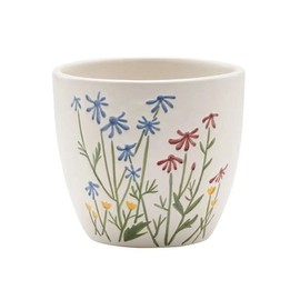 Napco Matte White Ceramic Indoor Plant Pot Planter, 4.75 x 7.25, Gray