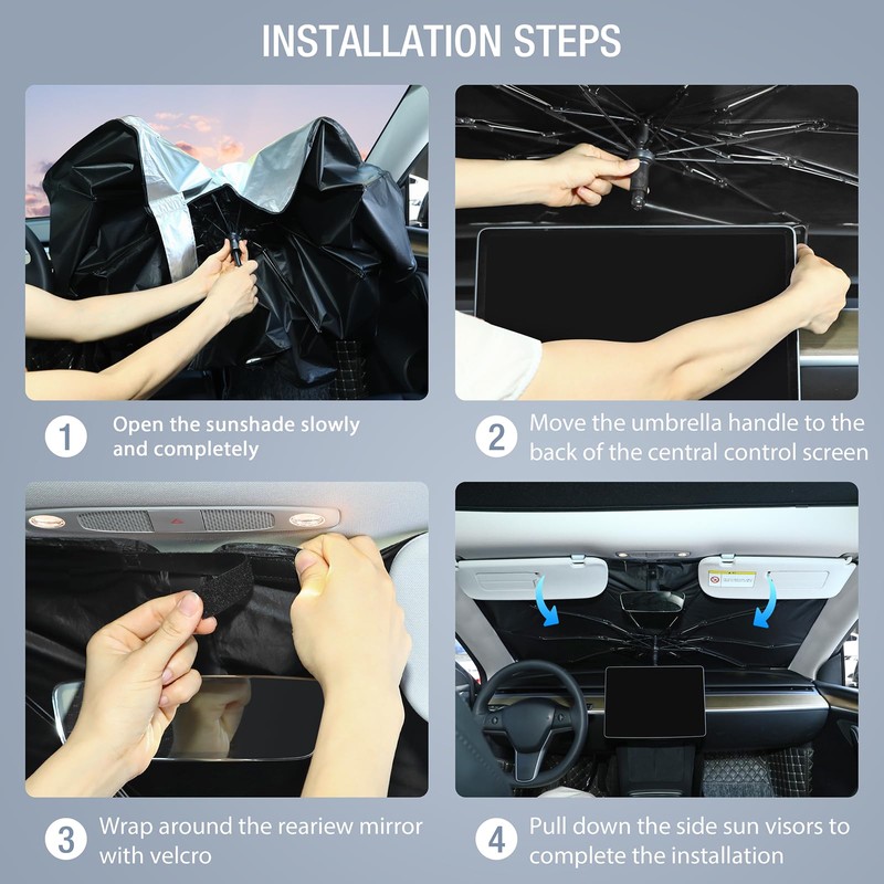 INSAUTO Windshield Sun Shade Umbrella for VW/Volkswagen Tiguan 2018-2025, Foldable