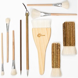 Pottery Brushes for Glazing,10 PCS Painting Brushes Set, Different Shape Wool Soft Bristle for Ceramic Pottery Watercolor