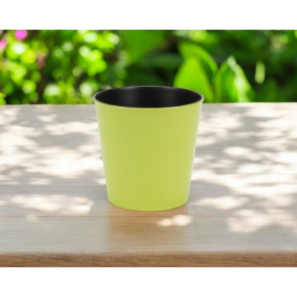 HomeRoots 5" Lime Green Recycled Plastic Indoor Outdoor Round Pot