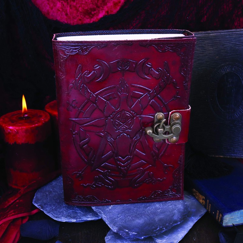 Nemesis Now Baphomet Leather Journal 15x21cm, Leather Cover, Red, 156