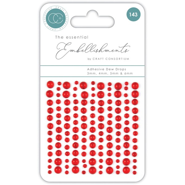 Craft Consortium Adhesive Dew Drops - Red