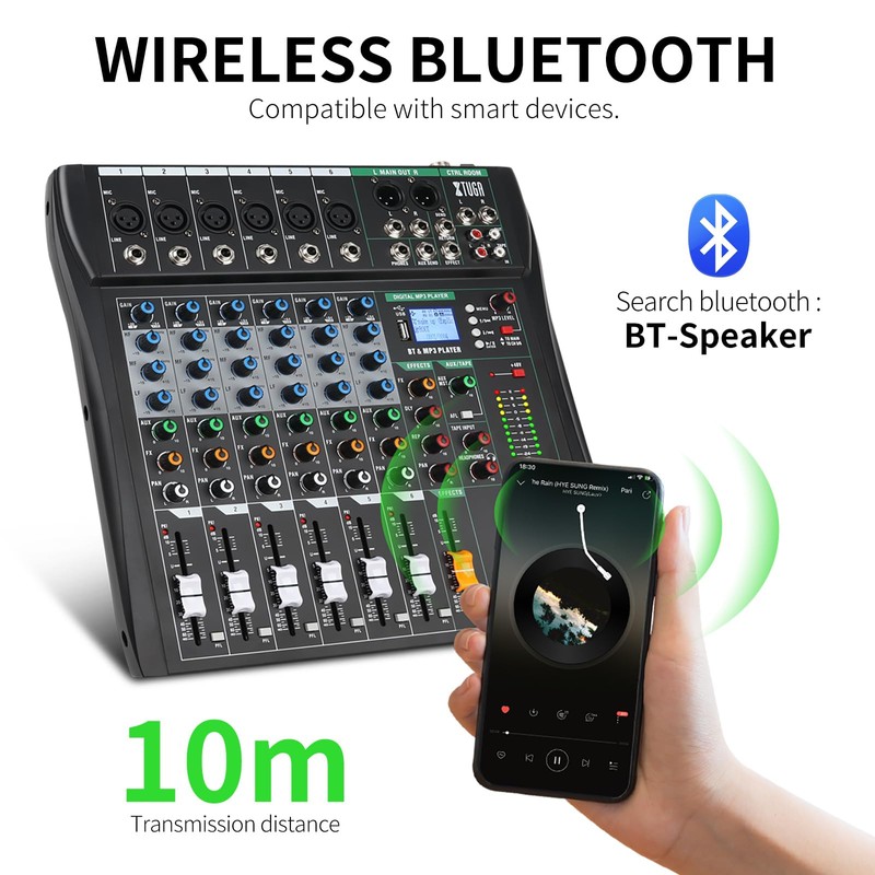 XTUGA 60CT 6 Channel Mixer for PC Recording Sound Controller