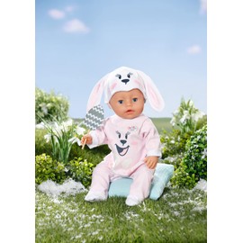 BABY born Bunny Cuddly Suit 834473 - Rabbit Print Onesie with Matching Hat for 43cm Dolls - Doll Not Included - Suitable for Kids From 3+ Years