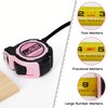 2 Pcs Tape Measure Pink,25FT Dual Lock, Fraction Marking