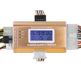LEAGY 20/24 4/6/8 PIN 1.8" LCD Computer PC Power Supply Tester for SATA, IDE, HDD, ATX, ITX, BYI, BTX, PCI-E, Connectors Gold Color