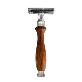 Woodsman - Rastrillo De Rasurar, Rastrillo de Seguridad de Acero Inoxidable Y Madera Natural Para Navajas Desechables