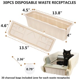Luvcosy 30PCs Disposable Waste Receptacles with Charcoal Bags Compatible with Littermaid 1St/2nd Edition Automatic Cat Litter Box, Disposable Cat Litter Box Odorless & Disposal (Machine NOT Included)