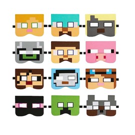 Yoimckay Pack of 12 Party Masks Kids Felt Masks Kids Birthday Masks for Cosplay Party Animated Cartoon Masks for Cosplay Party Birthday