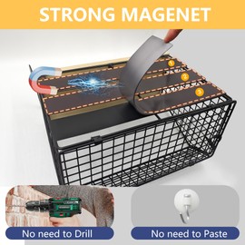 2 Pack Magnetic Shelf for Fridge with Wood Lid, Large Container Heavy Duty Magnetic Spice Rack for Fruit Potato & Onion Storage Basket for Refrigerator, Kitchen Counter, Cabinet Organizer