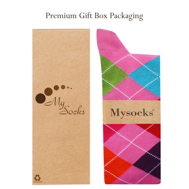MySocks Unisex Knee High Argyle Socks - 37-41