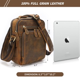 Jack&Chris Leather Messenger Bag for Men, Man Purse Crossbody Bags for Work Business, Coffee
