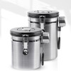 Coffee Beans Canister with Exhaust Valve Stainless Steel Storage Sealing