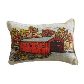 Balsam Fir Filled Pillow Covered Bridge Fall Foliage 3x5 Sachet Paine's USA