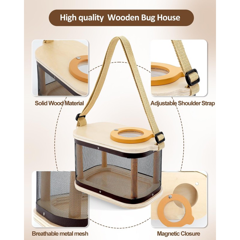 Wooden Bug Catcher Kit for Kids Ages 3-8, Outdoor Explorer
