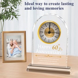 60th Anniversary Wedding Gift For Parents Couple,60th Anniversary Decorations Crystal Clock Gifts Keepsake For Husband Wife,Diamond 60 Years Of Marriage Anniversary Wedding Gifts For Grandma Grandpa