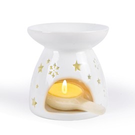 Wax Melt Burner Set - Ceramic Tealight Candle Holder Oil Burner Aromatherapy Aroma Candle Scented Diffuser for Home Bedroom Decor (Snowflake)