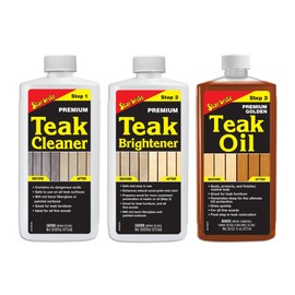 STAR BRITE Teak Care 3 Step Kit - Teak Cleaner + Teak Brightener + Teak Oil - 16 OZ (081216)