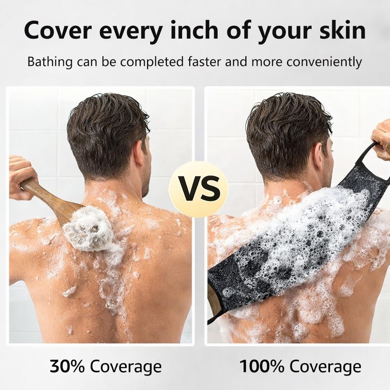 Back Scrubber for Shower, Double Sided Exfoliating Back Exfoliator with