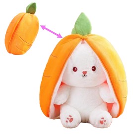 Irunfast 23CM Bunny Plush Toy,Soft Carrot Bunny Stuffed Animal Toy,Reversible Bunny Carrot Plushie Toy with Zipper,Easter Bunny Teddy Toyfor Festive Decoration for Kids