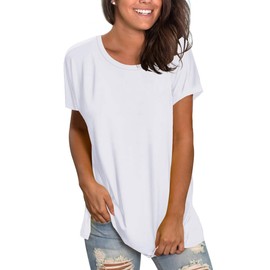 Saloogoe White Tshirts for Women Short Sleeve Tops Womens T Shirts Loose Fit XL