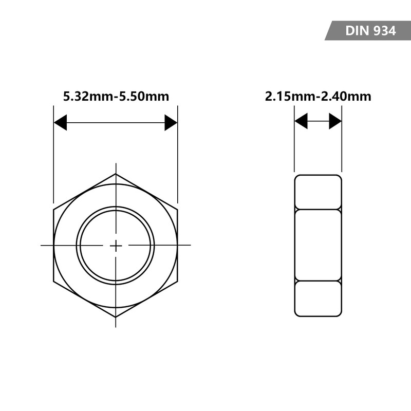 Instockbolts Hex Nuts, M3-0.5 Stainless Steel 304 (18-8) Hex Nut,