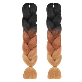 Aomig Braiding Hair Extensions, 2 Pcs Ombre Braiding Hair, Jumbo Braids Hair Extension Synthetic Wig, Fashion Synthetic Braid Hair Extensions for Braiding Twist Braids Hair for Women