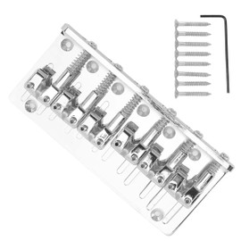 6-String Electric Bass Bridge, Zinc Alloy, Fixed Type with Adjustable Barrel Saddle, Thick Back Design