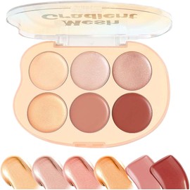 Paleta de colorete e iluminador Kit de cosméticos en crema difuminable para Paleta De Contorno Para Mujeres Chicas Artistas Piel Look Radiante Brillo Natural Maquillaje Luminoso