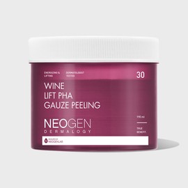 Neogen 광채 탄력 쫀쫀피부 화잘먹 각질 와인 리프트 파하 거즈필링 토너 패드 30매 Radiant Elastic Firming Peeling Wine Lift PHA Gauze Peeling Toner Pads (30 Pcs)