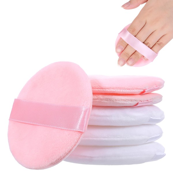 Pack of 6 8 cm Round Powder Puffs, Large Velour