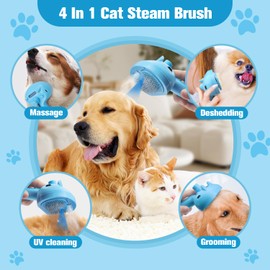 SOGUE Pet Steam Brush for Dog,Gentle Cat & Dog Brush for Shedding Self-Cleaning Cat Brushes for Indoor Cats Spary Pet Hair Removal Tool for Massage,Grooming Dog Brush for Short&Long Haired Dogs Blue
