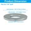 Luomorgo 1/4" Stainless Steel 304 Flat Washers, 5/8" Outside Diameter,