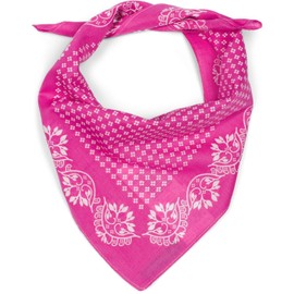 styleBREAKER 01016201 Women's Triangular Scarf Cotton with Floral Pattern, Multifunctional Scarf, Headscarf, Bandana, Pink-White