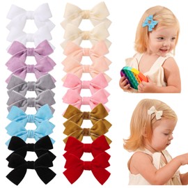 Jollybows 20pcs Baby Hair Clips Girls Bows 2" Mini Alligator Clip Toddler Pigtail Bow Fine Hair Clip (5036-1-Multi-colored)