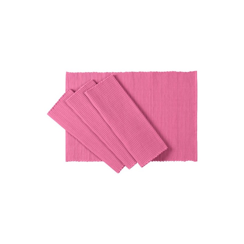 C'est Ca Textiles Ribbed Cotton Placemats, Set of 4, Azalea