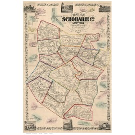 Schoharie County New York 1856 - Wall Map with Homeowner Names - Old Map Reprint