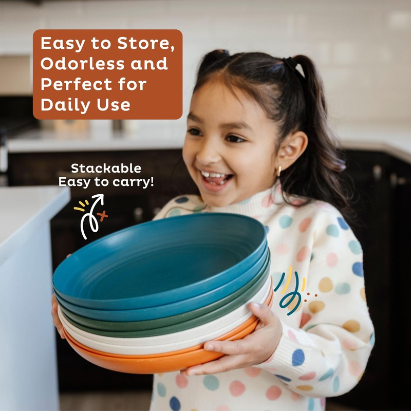 Nook Theory Reusable Wheat Straw Plates 8 Pcs - Non