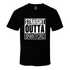 Threadsquad Straight Outta Brantford Ontario Parody Movie T Shirt My Black
