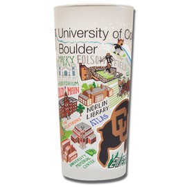 Catstudio Drinking Glass, University of Colorado Boulder Glass Cup for Kitchen, 15oz Dishwasher Safe Tumbler for CU Alumni