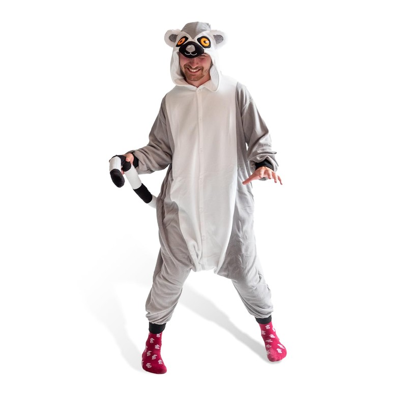 Ring - Tailed Lemur Kigurumi Unisex Adult Onesie Pajamas Animal