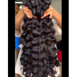 Hair Bundles Raw Indian From India Vendor, Double Wefts Remy Unprocessed Raw Virgin Burmese Curly Kinky Curly Raw Burmese Haircolor: Deep Wavy 1, Stretched Length: 14 Inches