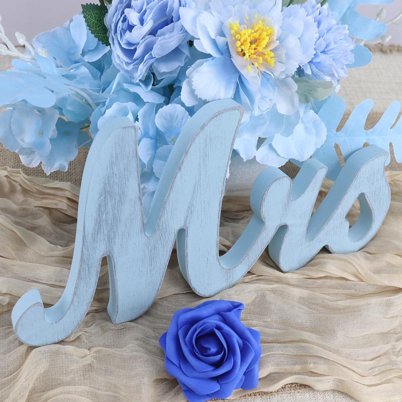 Mr and Mrs Signs Wedding Table Decorations, Wooden Freestanding Letters