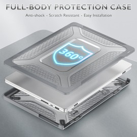 SEYMCY Cover Compatible with MacBook Pro 14 inch Case 2024 2023 2022 2021, Anti-Scratching Hard Shell Protective with Foldable Stand M4 A3401 A3185 A3112 / M3 A2992 A2918 / M2 A2779 / A2442 - Grey