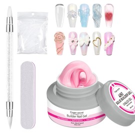 Solid Builder Gel for Nails Hard Gel for Nails White Nude Pink Transparent Colors Nail Extension Gel with Nail Art Tools 3d nail gel Kit for DIY Nail Thickening Solution 3d Gel Nail Art 60g 2.1oz
