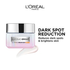 L'Oreal Paris Glycolic Bright Day Cream with SPF 17, 50ml |Skin Brightening Cream with Glycolic Acid that Visbily Minimizes Spots & Reveals Even Toned Skin
