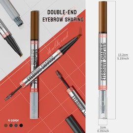 Lápiz de Cejas 3D Resistente al Agua 2 en 1 con Gel para Cejas, Lápiz de Cejas micro con Aplicador de 4 Puntas de Horquilla, 2 in 1 Waterproof 3D Eyebrow Pencil with Eyebrow Gel, (Light brown)
