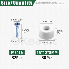 Keadic 62 Pieces Non-Slip Rubber Feet for Chopping Board, 15 x 12 x 8 mm White Furniture Slider Gliding Pad Floor Protection with Integrated Seal and Screws for Wooden Furniture Chair Table Sofa